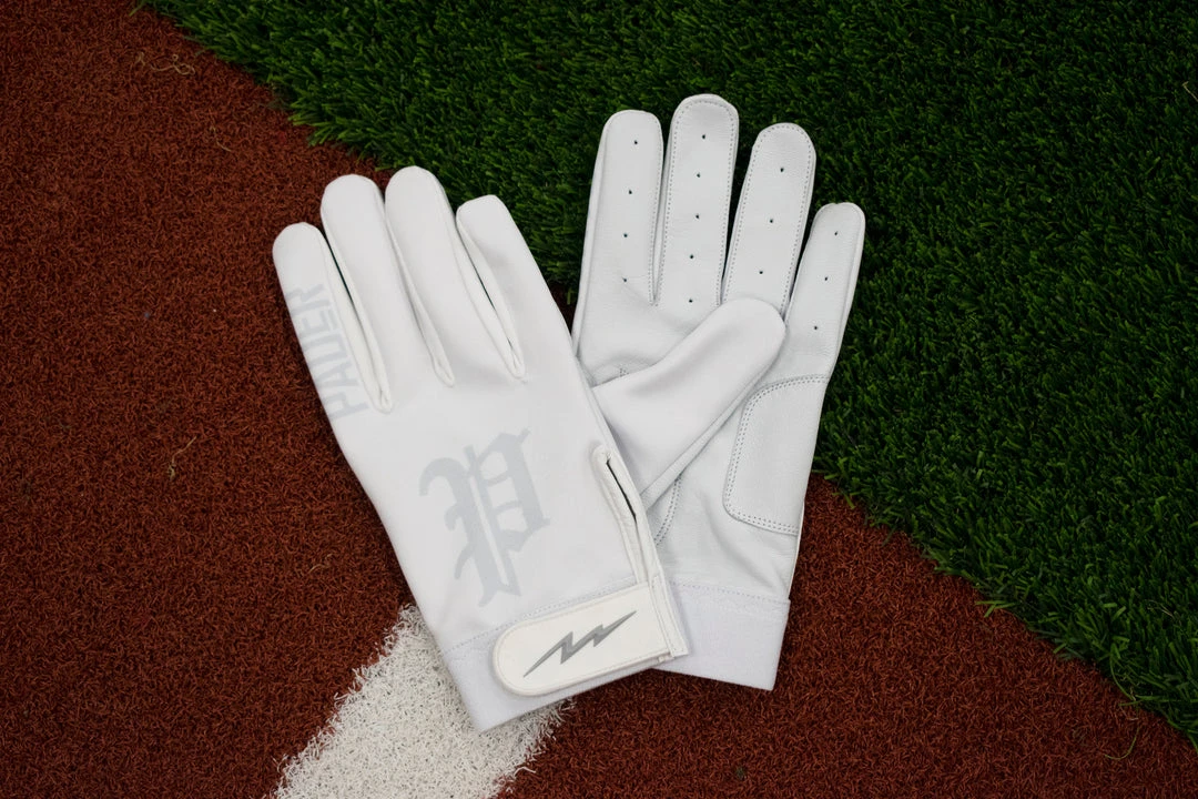 Pauer Sports Just Dropped Pauer Old English P White Batting Glove 4 Pauer Sports Just Dropped Pauer Old English P White Batting Glove