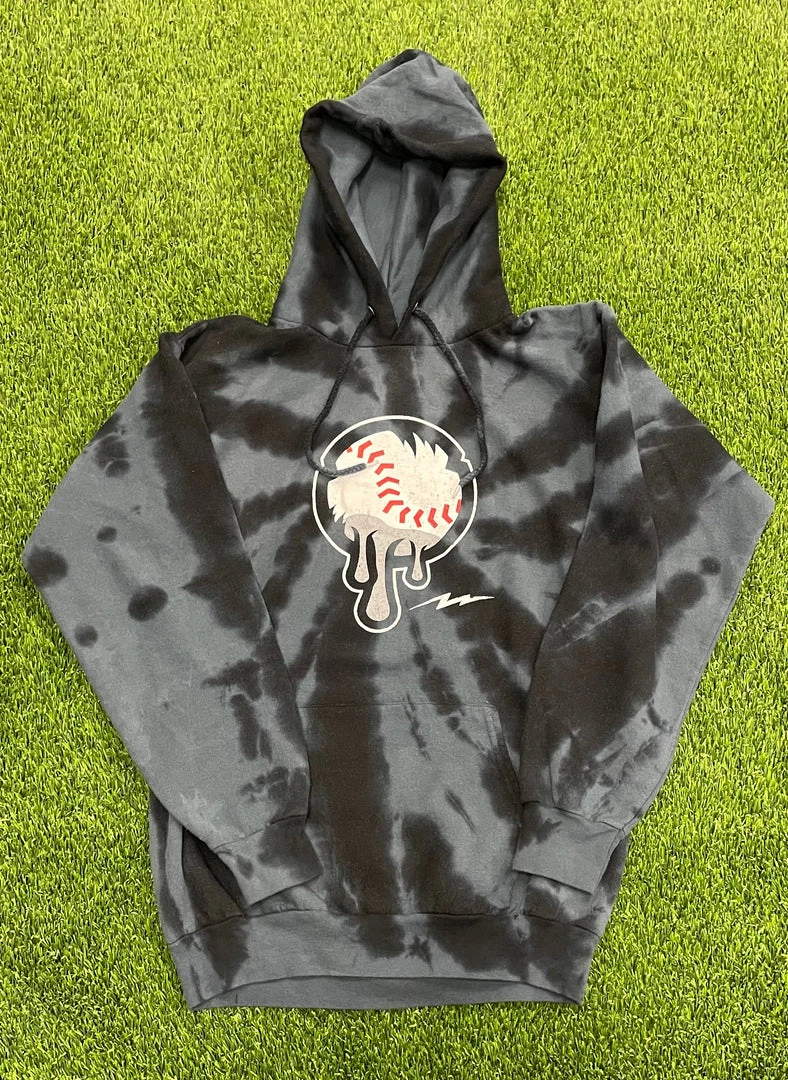 Pauer Sports Pauer Black Tie Dye Baseball Drip Hoodie 3 Pauer Sports Pauer Black Tie Dye Baseball Drip Hoodie