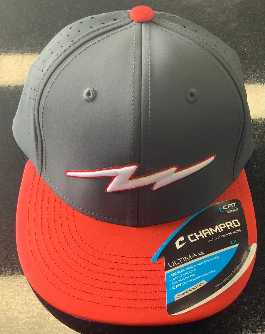 Pauer Sports Headwear Pauer Bolt Charcoal/Red Champro HC1 3 Pauer Sports Headwear Pauer Bolt Charcoal/Red Champro HC1