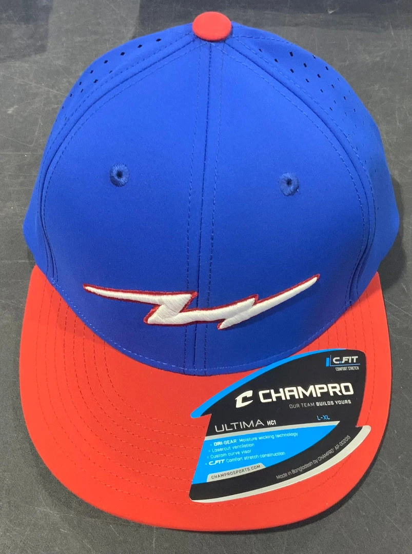 Pauer Sports Headwear Pauer Bolt Royal/Red Champro HC1 3 Pauer Sports Headwear Pauer Bolt Royal/Red Champro HC1
