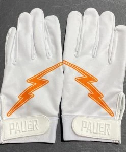Pauer Sports Pauer Bolt White/Orange Batting Gloves GEAR