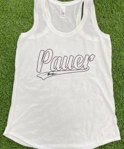 Pauer Sports Pauer Script White Women’s Tanks